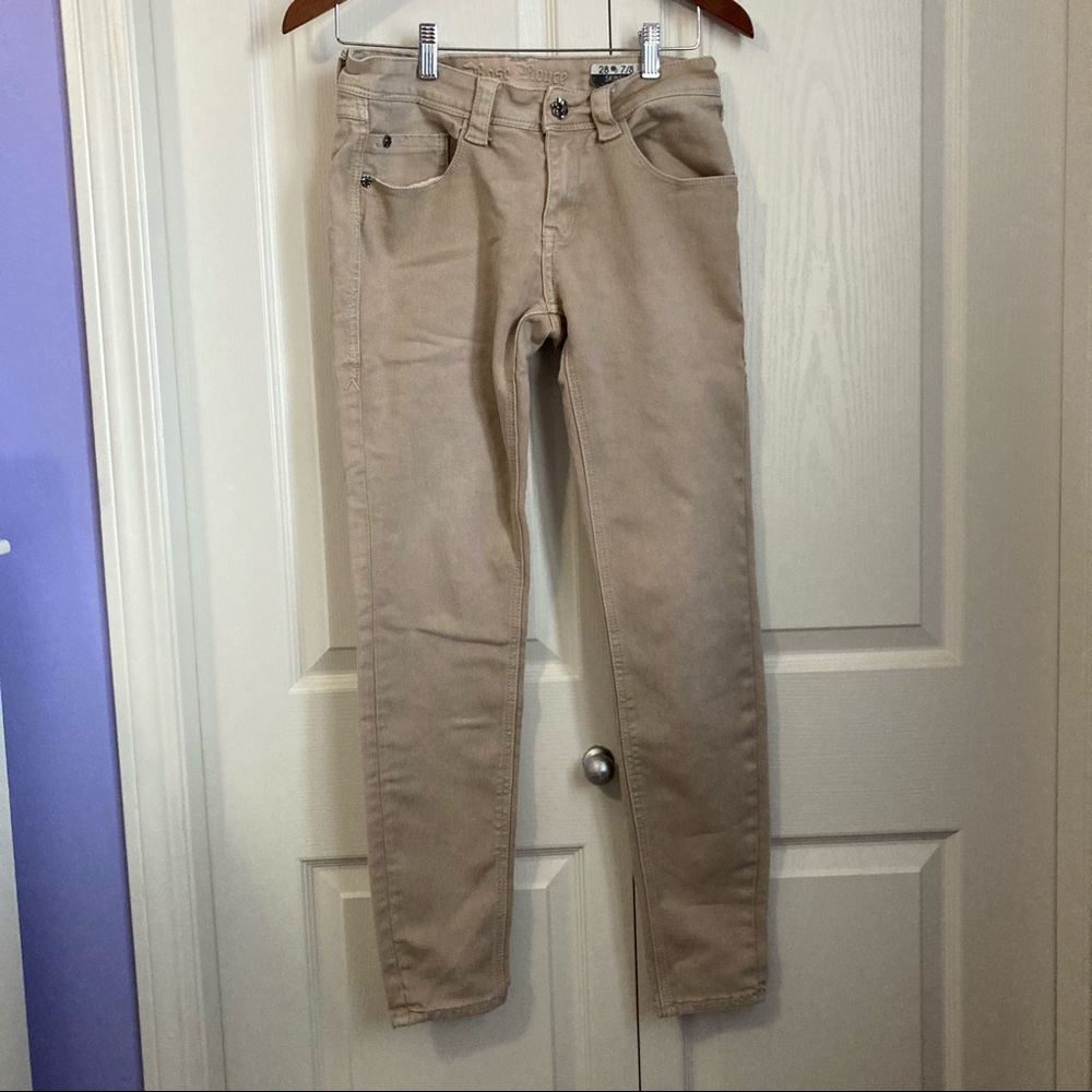 Rose Royce tan khaki skinny jeans